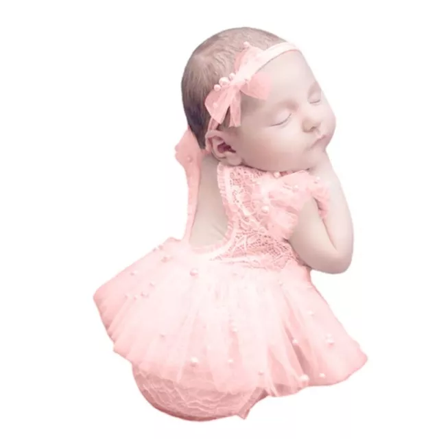 Newborns Shower Gift Photo Props Dress Headwear Baby New Year Photo Shoot Outfit 3