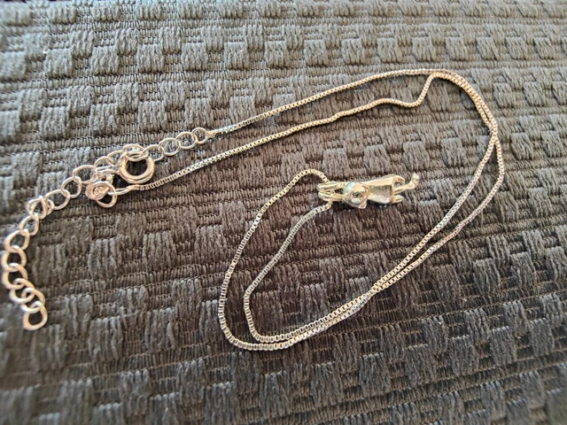 Collier Chaîne Argent Massif 925 Avec Pendentif Chaton - Modèle A36 - Occasion Très Bon état
