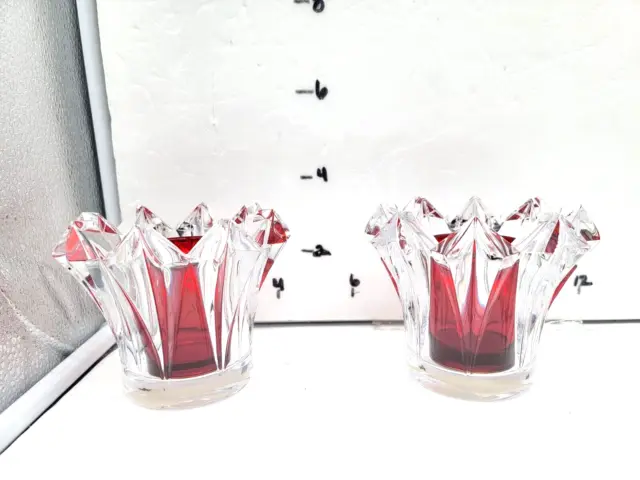 Mikasa Skyline Clear Crystal 8 Point Candle Holder Votive Tea Light Set of 2