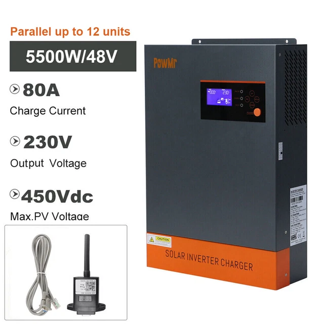 POWMR 5500W 48V Inverter Solare Ibrido Off-Grid 80A MPPT 230VAC In ...