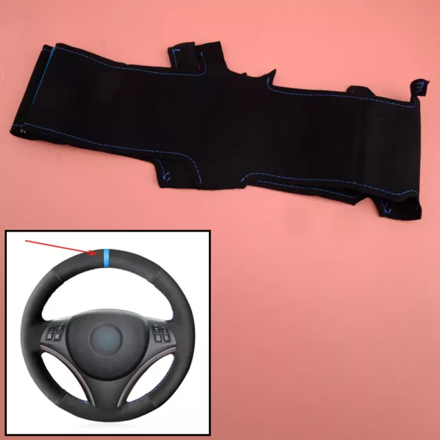 1x Suede Leather Car Steering Wheel Cover Fit For BMW E90 E91 E92 E93 X1 E84 E87