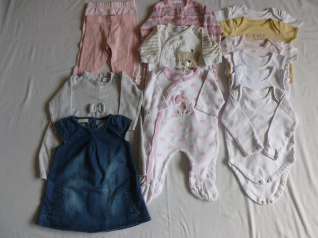 Baby Girls Clothes Age 3 - 6 Months Babygrows Vests Dresses Leggings