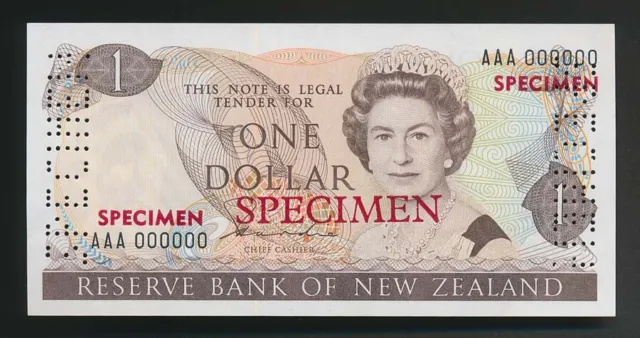New Zealand: 1981 $1 Hardie SPECIMEN,  Type II, UNC, AAA 000000, VERY RARE