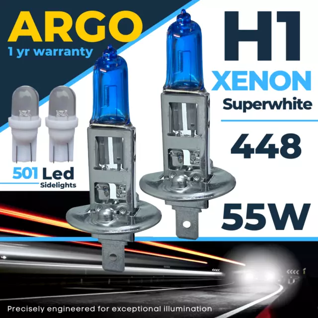 H1 55w Xenon Super White Halogen car Headlight Bulbs 448 Hid 501 Led Side Light