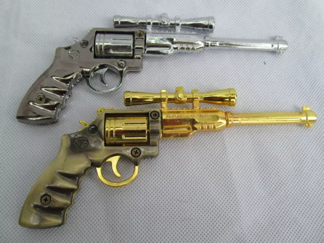 SOLID METAL MODEL GOLD or SILVER MODEL REVOLVER PISTOL GUN KEYRING UK SELLER