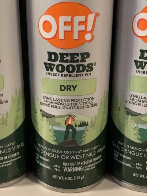 4 pack OFF! Deep Woods Dry Insect Repellent Mosquito Ticks bug spray 6oz + 2-4oz 2