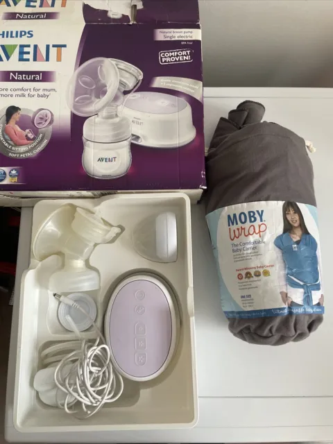 New born set moby wrap + philips avent electric used