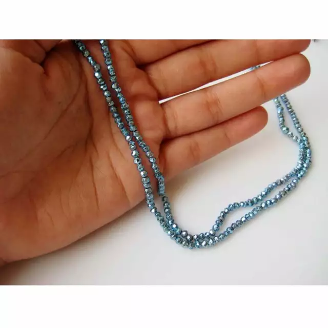 3.5mm Blue Pyrite Micro Faceted Coated Rondelle Beads, Gemstones 2