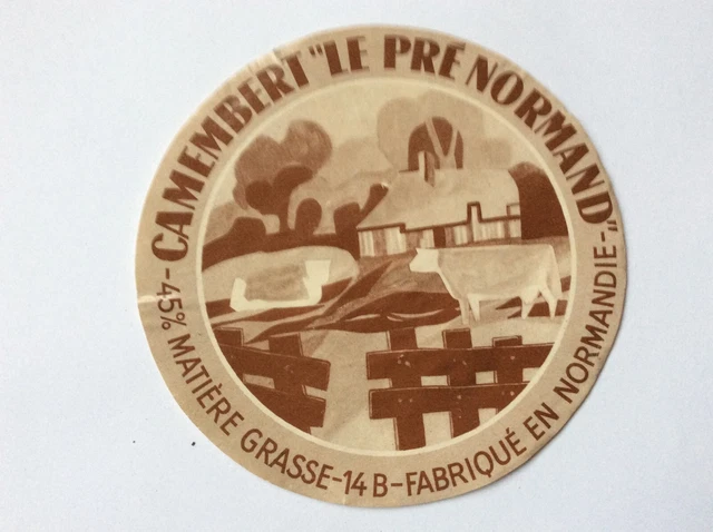 Ancienne étiquette de fromage Camembert Le Pré Normand