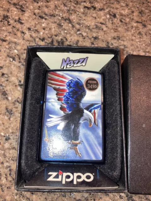 Zippo 2012 Mazzi American Eagle With Flag For Wings Blue Lighter