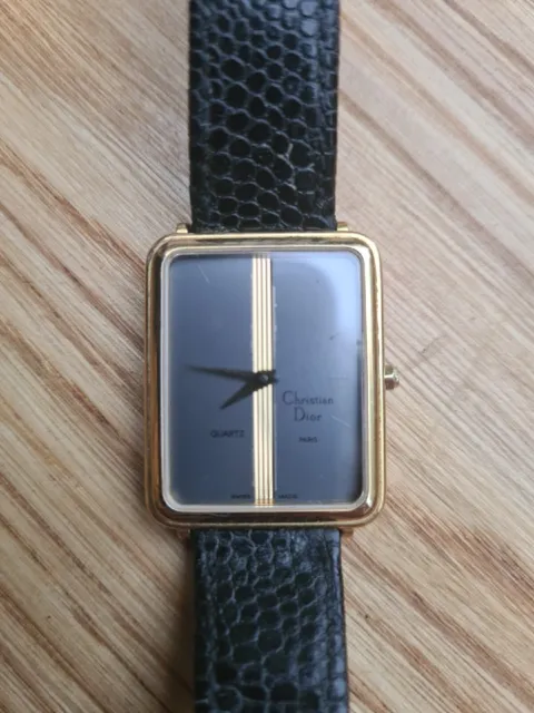 Vintage 1980s Christian Dior Wristwatch | Gold plated Analogue Quartz | Works
