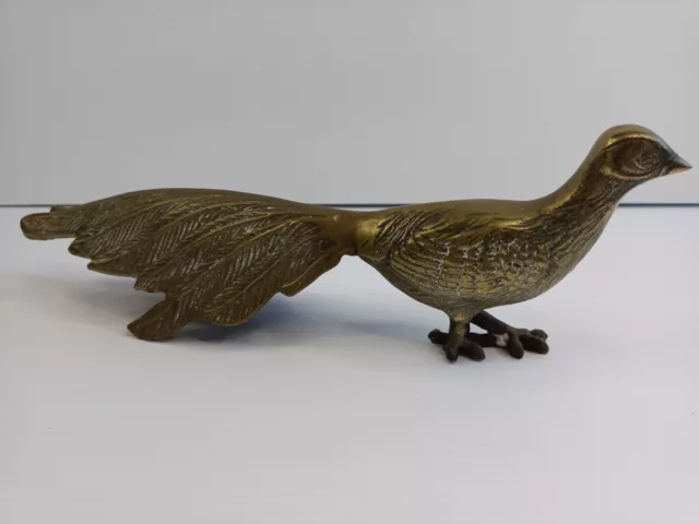 Vintage Solid Brass Pheasant/Bird 27cm Long