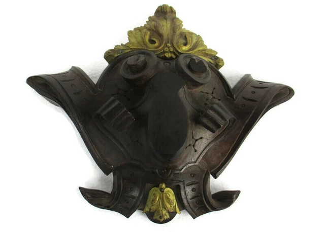 Antique  Carved Wood Reclaimed Corbel Architectural Ornate Medallion Two toned