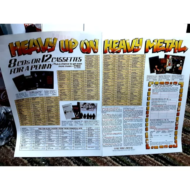 1992 Columbia House Heavy Metal 2 page Original Print Ad Vintage