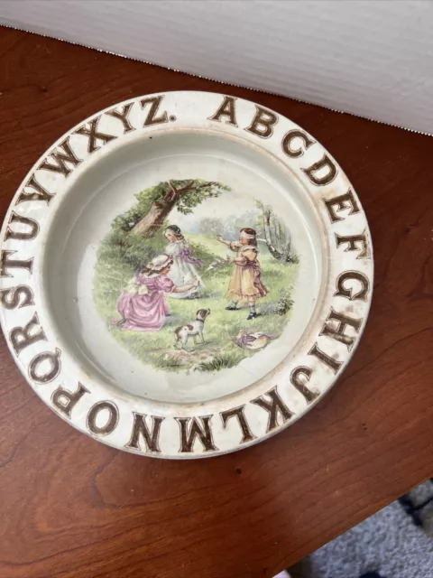 Antique German Porcelain Alphabet Child’s Feeding Porridge Bowl