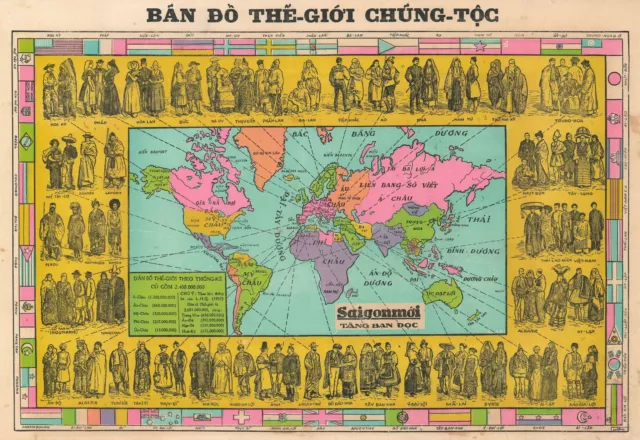 1957 Luong Vietnamese Pictorial Map of World Ethnicities