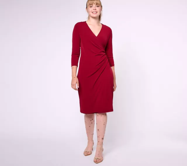 Susan Graver Women's Dress Sz XS Essentials Reg Liquid Knit Red A618829