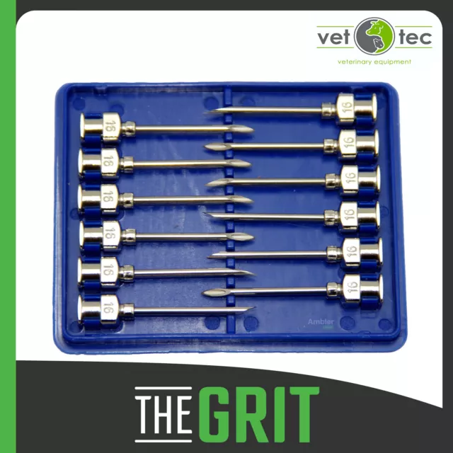 Vet-Tec 12pk 16g x 1" Luer Lock Needles Vaccinator Injection Sheep Cattle