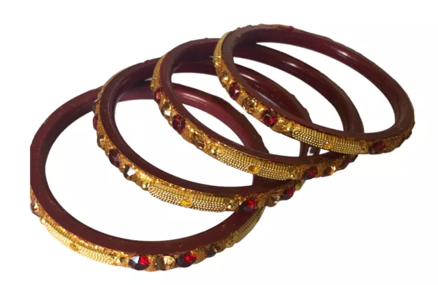 4 X Indian Bengali Rajasthan Chodi Ceremonial Wedding Fashion Bracelet Red 2