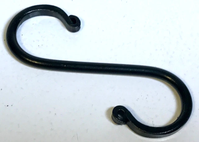 New Hand Worked Black 4 1/2" Wrought Iron Fancy S Hook USA Home Garden Antique S