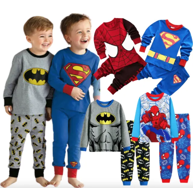 Kids Boys Christmas Batman Spiderman Ironman pyjamas, pjs, character nightwear