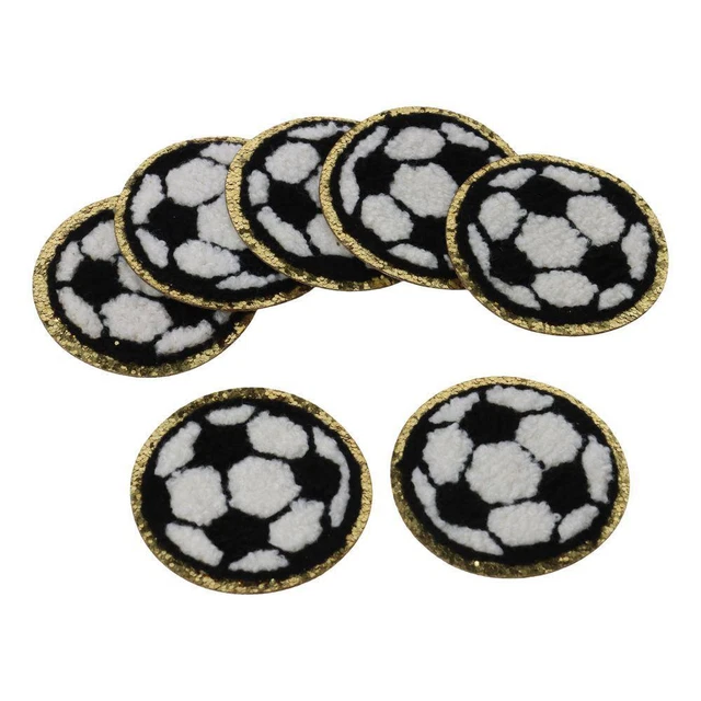SOCCER BALL SOCCER Ball Patch Gold Edges Iron On Patch Repair Patches