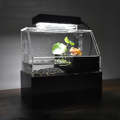 Desktop Mini Betta Fish Tank W/ LED Light Aquarium Water Filtration Amphibious