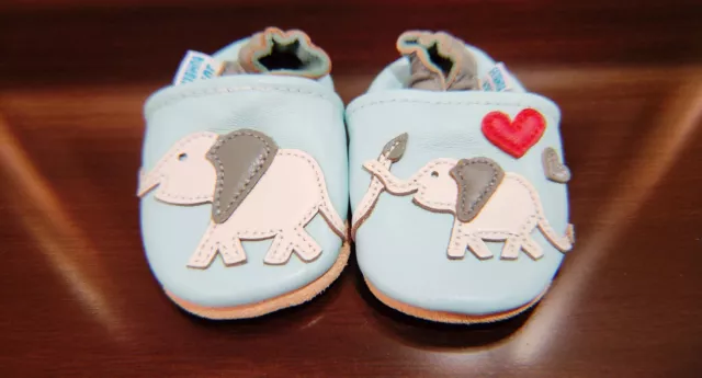 Juicy Bumbles | Soft Sole Leather Elephant Baby Shoes | 0-6 months MINT 💖