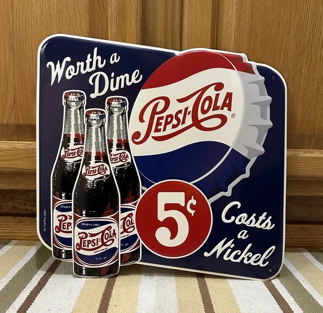 PEPSI COLA SIGN Metal Bottle Cap Soda Diner Cola Coke Vintage Style