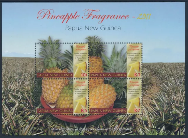 2011 Papua New Guinea Pineapple Fragrance Mini Sheet (4 Stamp) Fine Mint Mnh