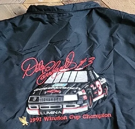 Dale Earnhardt Vintage Windbreaker Jacket 1991 Winston Cup Champion Sz  L 42-44