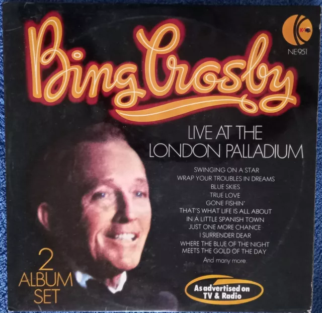 Bing Crosby: Live At The London Palladium 12" Vinyl Double LP 1976 Excellent