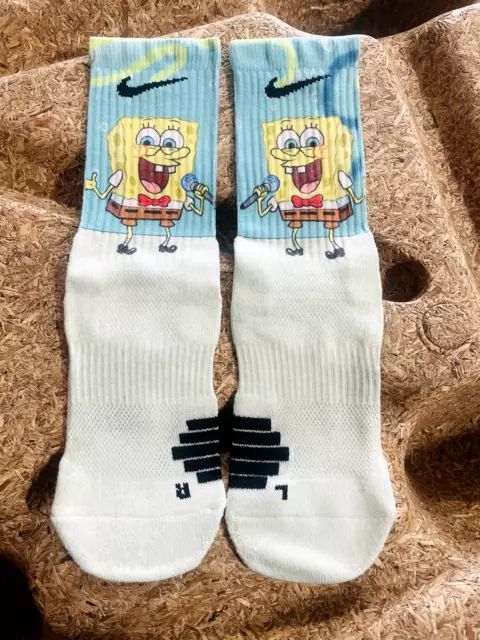 Custom Spongebob Nike Elite Basketball Crew Socks Mens Medium 6-8 Custom Spongebob Nike Elite Basketball Crew Socks Mens Medium 6-8