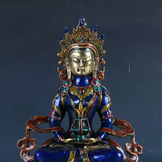 Chinese Cloisonne Handwork Carved  Tibetan Buddha Statue 2