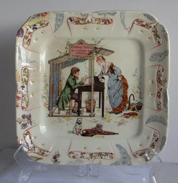 1 ASSIETTE-PLAT  BARBOTINE CERAMIQUE et FAIENCE DE SARREGUEMINES  MAJOLIC