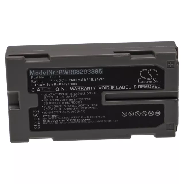 Batterie 2600mAh pour Topcon Total Station GM-52, RC-5; Sokkia BDC71