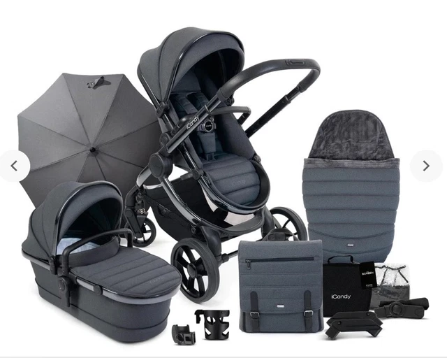 iCandy Peach 7 Pushchair Pram Travel System set Full Accessory set Dark Grey