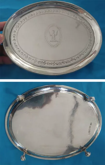 18Th Century English London Sterling Silver Phoenix Bird Claw Foot Salver C-1787