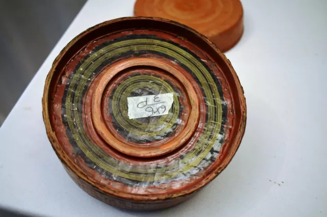 Vintage Laqué Boîte Thanakha Bu Myanmar Rangement Conteneur Main Peint Vieux " 11