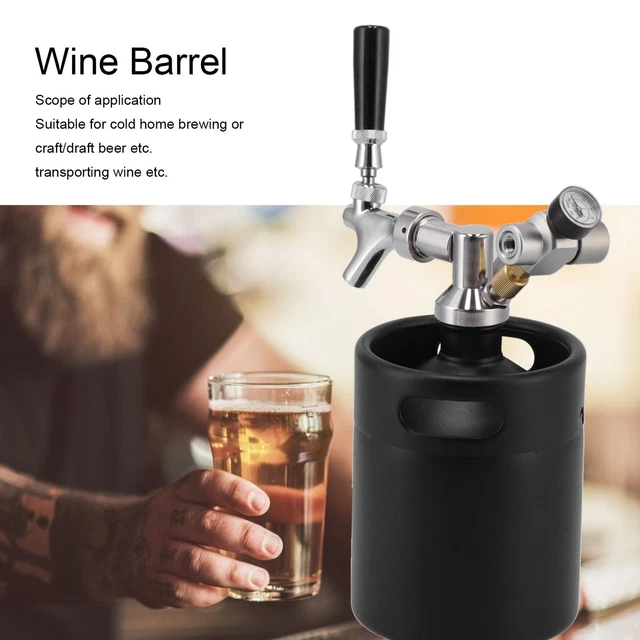 Bierbauen Fass Starter Keg 2L 2 Liter Edelstahl mit Zapfhahn Bier Getränke
