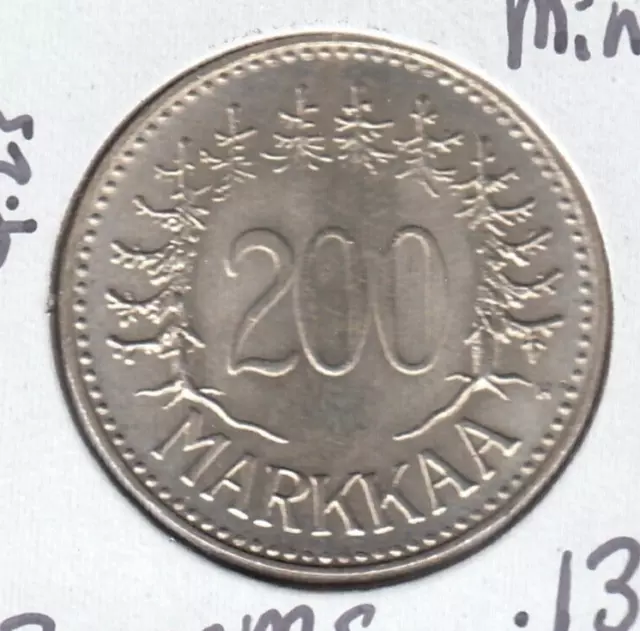 1958H Finland 200 Markkaa Silver Coin