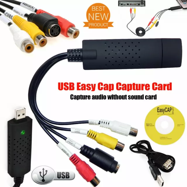 USB 2.0 VHS Tapes Tape to DVD VCR Audio Video Converter Capture Card Adapter PC 2