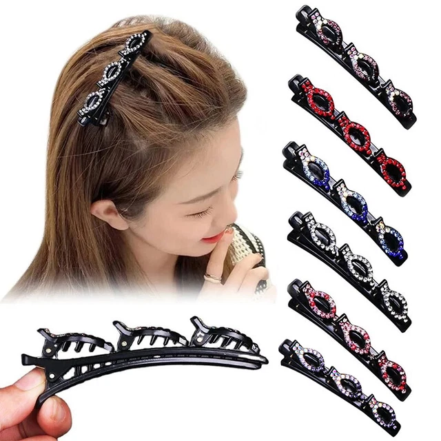 Cristal Etincelant Pierre Tressé Cheveux Clips Strass Tissu Bandes Pince Au ,