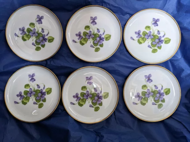 Kaiser Romantica Viola 6 x small dishes plates 10cm diameter violets