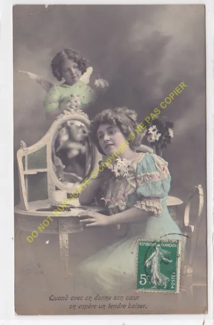 CPA Old Postcard - Child - Child - Kinder - Niño Tinted 1912 Angel