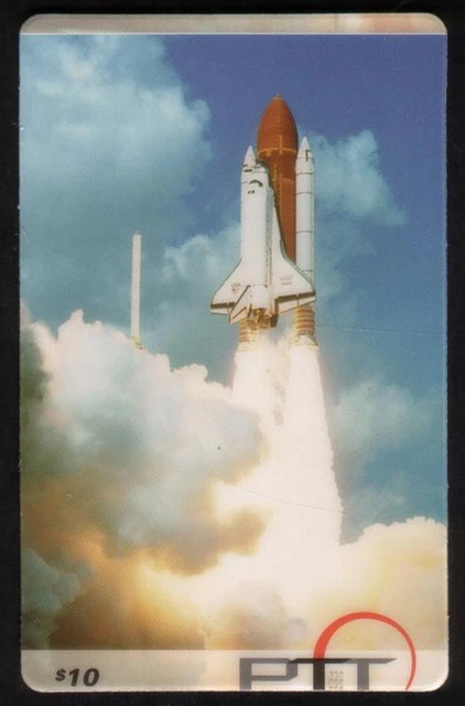 $10. (30m) NASA Space Shuttle Blasting Off Miscut Variety (Tan Top) Phone Card
