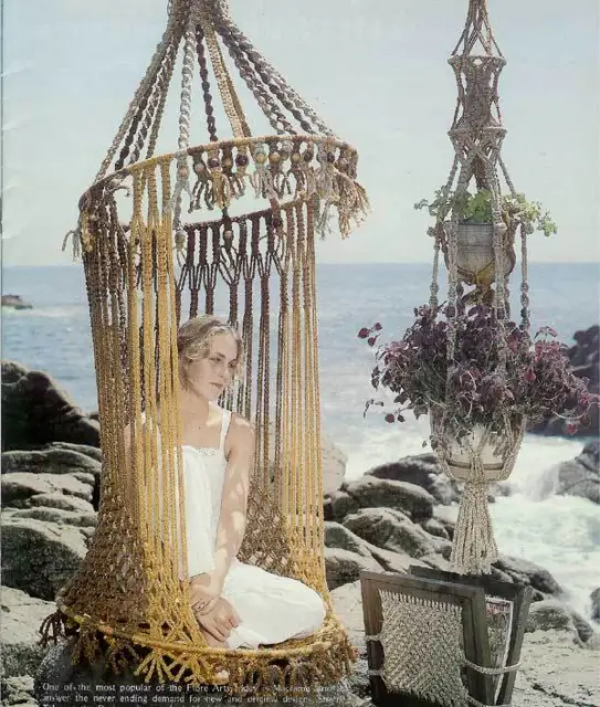 Macrame birdcage chair; bikini; butterfly shawl, hamper PATTERN BK 3