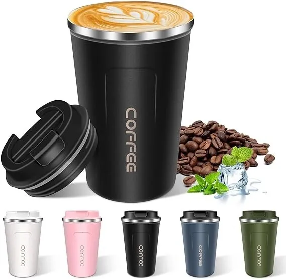 Coffee Cup Vacuum Sealed Steel Thermos Insulated Travel Mug, Spill Proof 17oz
