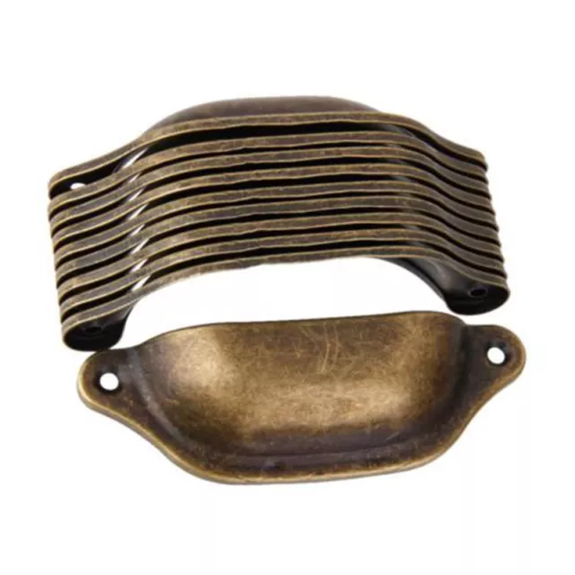 10 Pcs Antique Brass Rustic Cup Pull Cabinet Cupboard Drawer Door Draw Handles