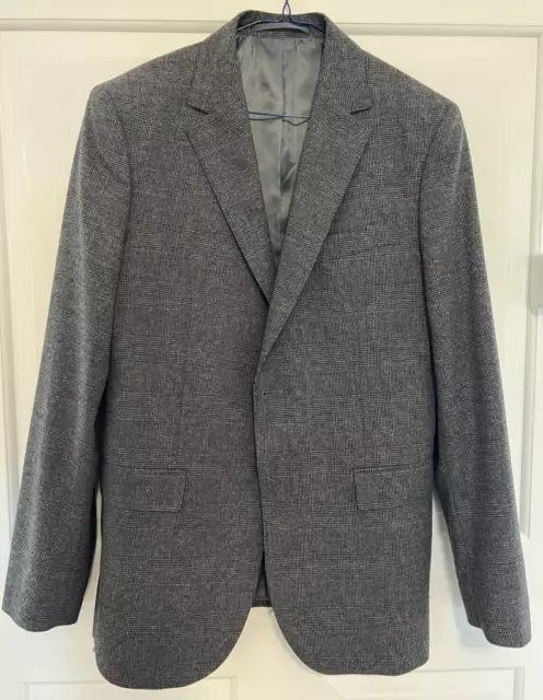 Country Road Mens Blazer Grey Check, Size 38 Regular Fit, cotton wool blend